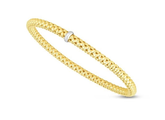 Rolland's Design 14K Two Tone 4Mm Stretchable Popcorn Bangle