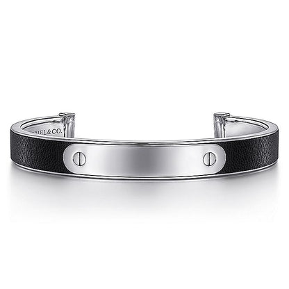 Gabriel Sterling Silver & Leather Open Id Bracelet
