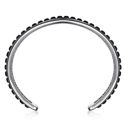 Gabriel Sterling Silver Open Cuff Black Grommet Bracelet