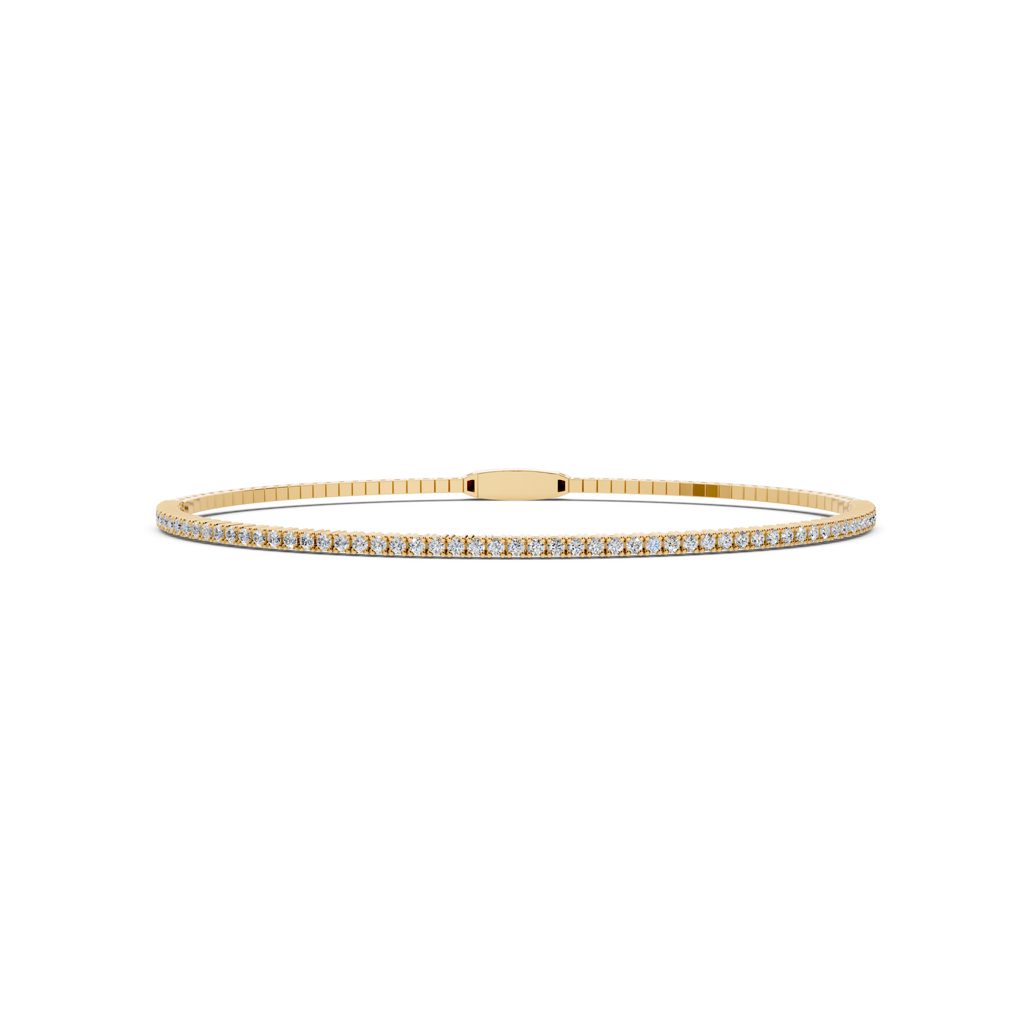 14K Yellow Gold Halfway Diamond Flexi Bangle