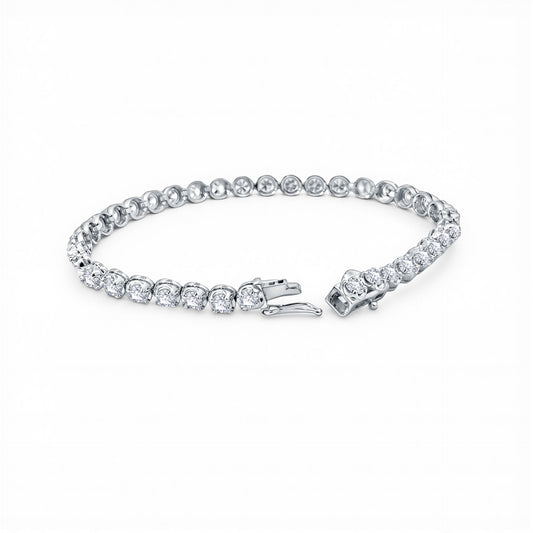 14K White Gold 4 Prong Scalloped Diamond Tennis Bracelet