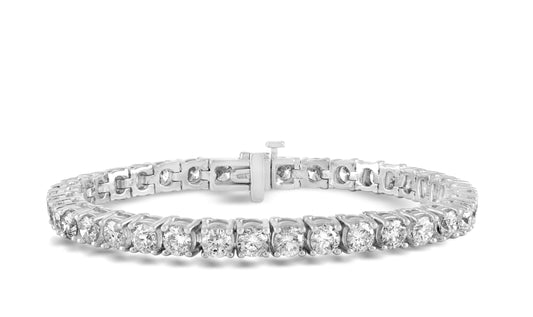 14K White Gold 4 Prong Scalloped Diamond Tennis Bracelet