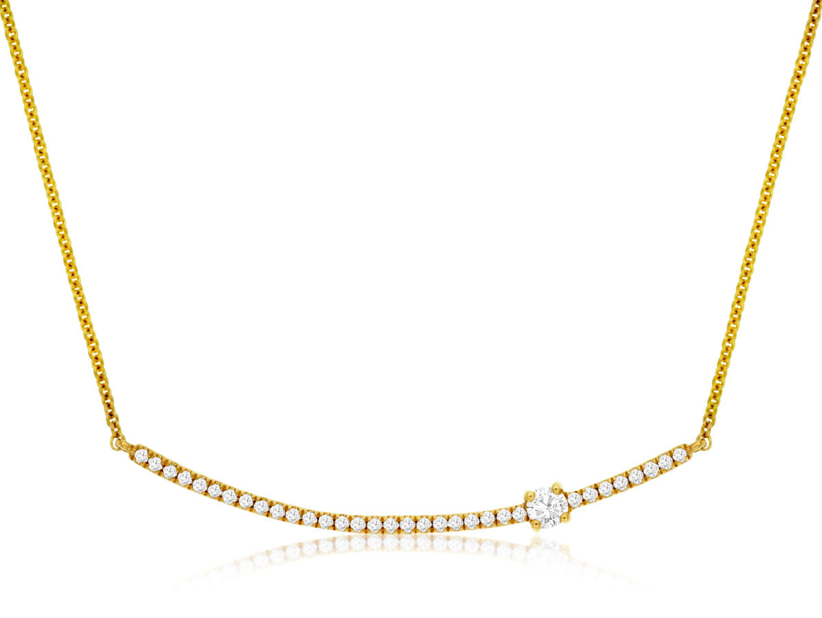 14K Yellow Gold Diamond Bar Necklace