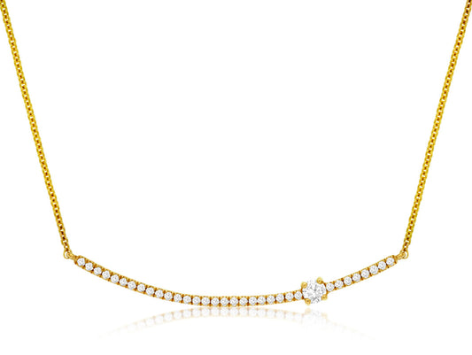 14K Yellow Gold Diamond Bar Necklace