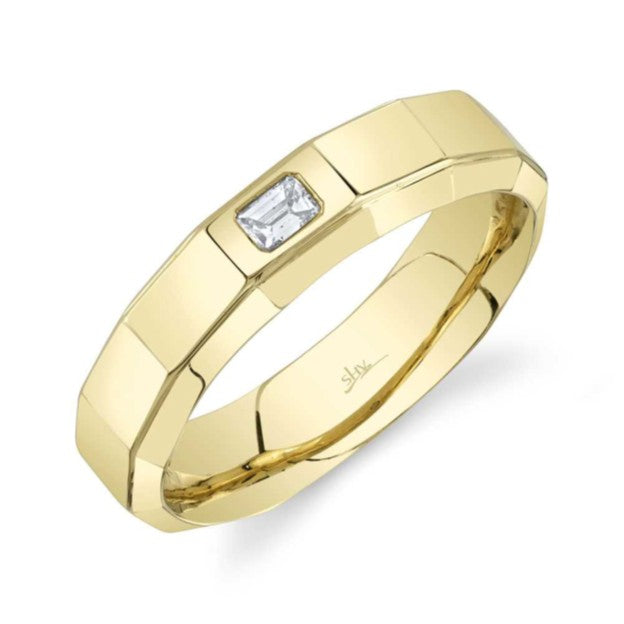 Shy 14K Yellow Gold Emerald Cut Diamond 6Mm Band