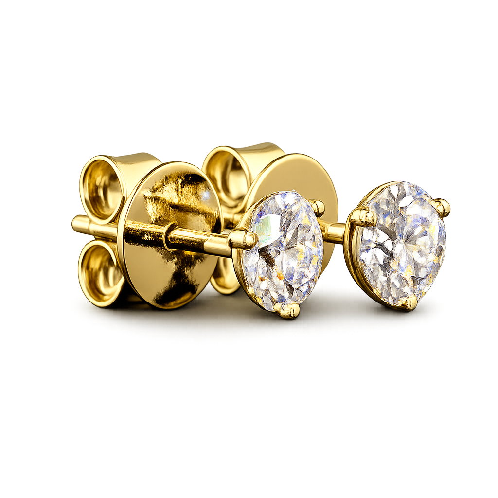 14K Yellow Gold Lab Grown Diamond 3-Prong Stud Earrings