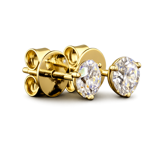 14K Yellow Gold Lab Grown Diamond 3-Prong Stud Earrings