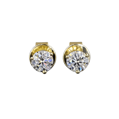 14K Yellow Gold Lab Grown Diamond 3-Prong Stud Earrings