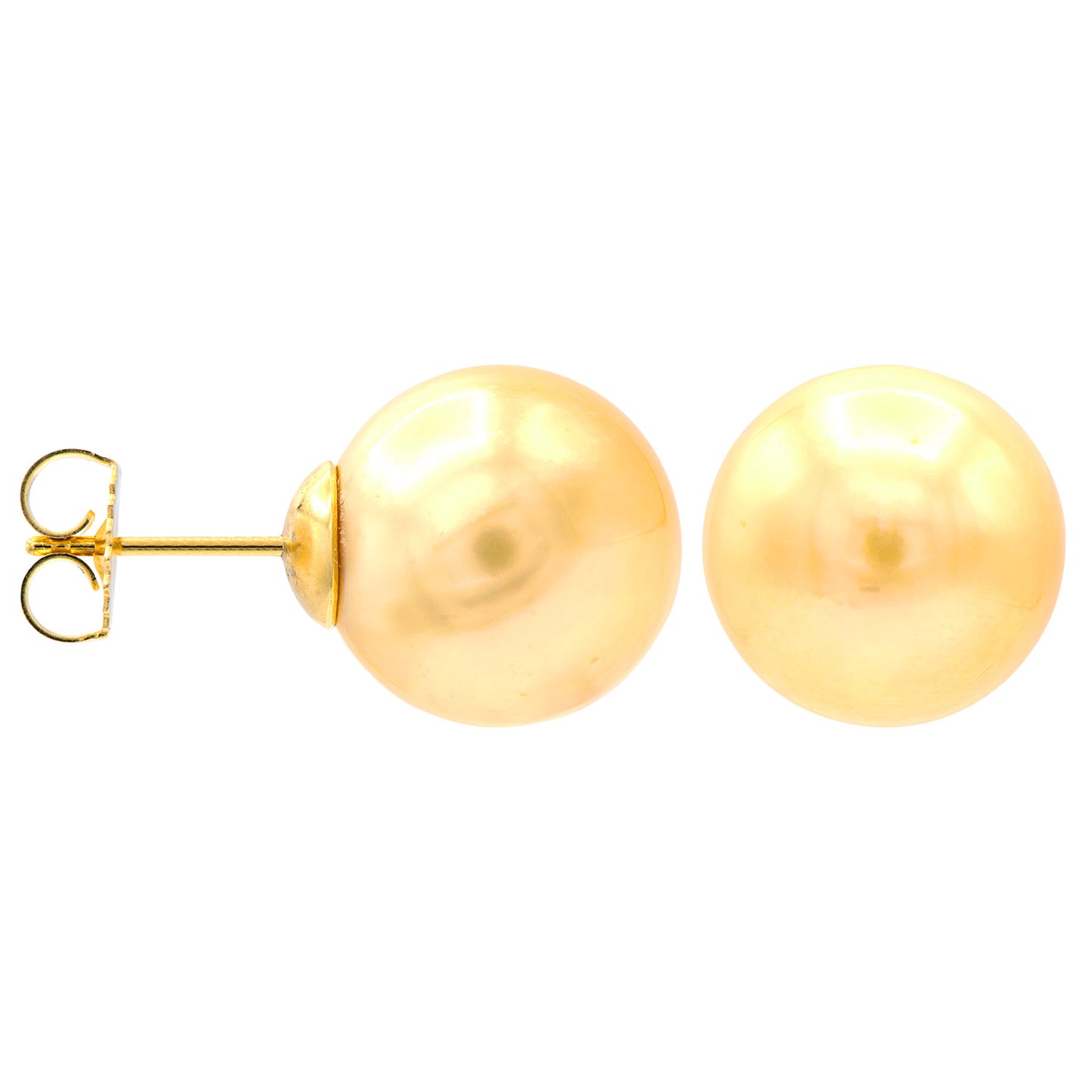 14K Yellow Gold Golden South Sea Pearl Stud Earrings