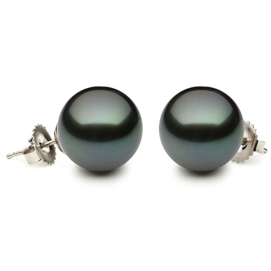 14K White Gold Tahitian Stud Earrings