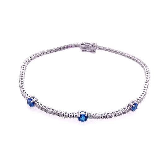 Simon G. 18K White Gold Blue Sapphire & Diamond Bracelet