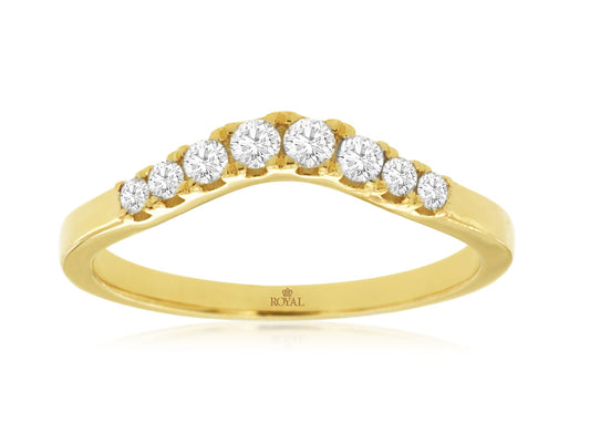 14K Yellow Gold Diamond Contour Band