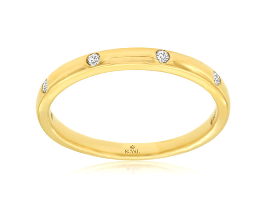 14K Yellow Gold 4 Diamond Flush Set Band
