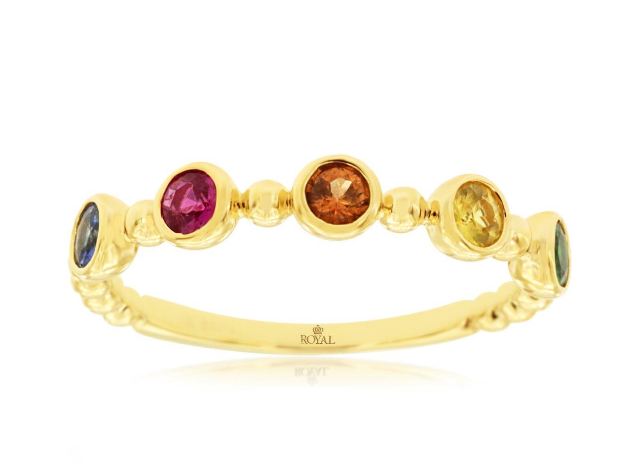 14K Yellow Gold Mixed Sapphire Ring