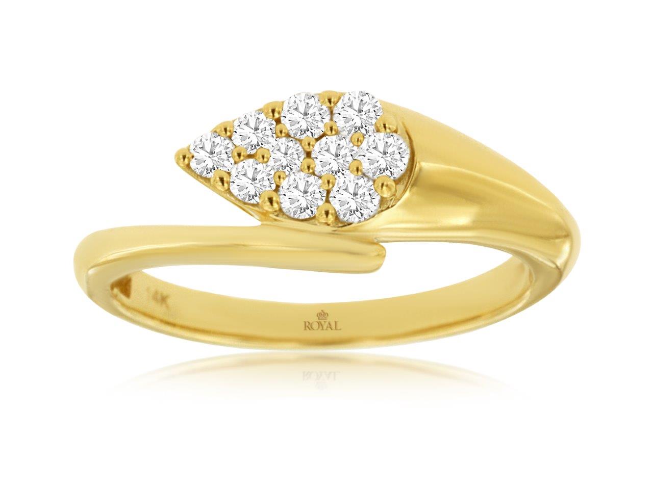 14K Yellow Gold By-Pass Fashion Diamond Ring