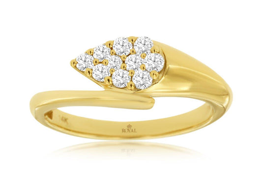 14K Yellow Gold By-Pass Fashion Diamond Ring