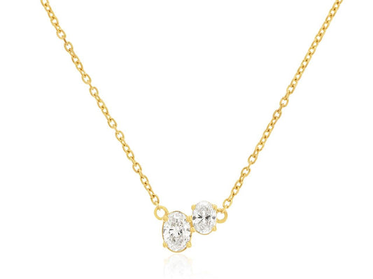 14K Yellow Gold Oval Diamond Necklace