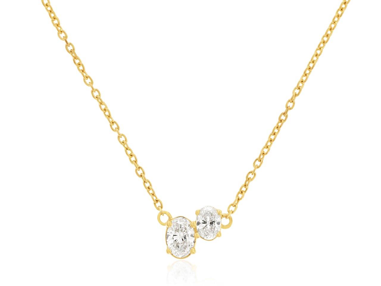 14K Yellow Gold Oval Diamond Necklace