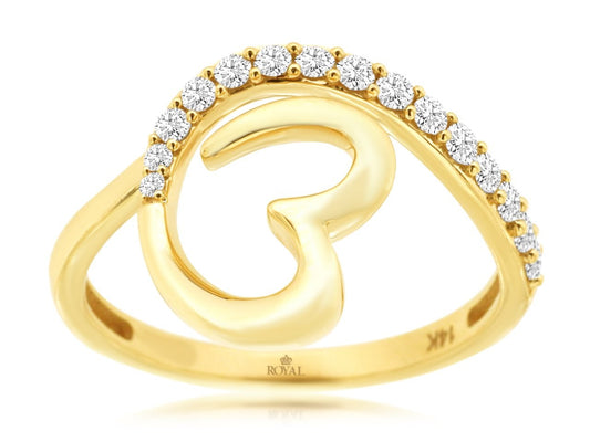 14K Yellow Gold Diamond Open Heart Ring