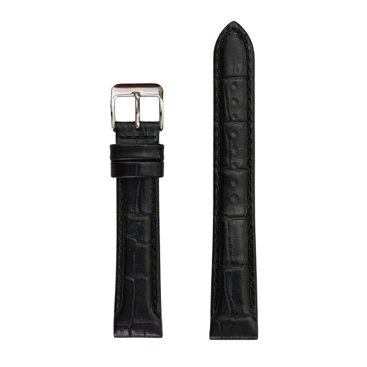 22Mm Black Leather Watch Strap