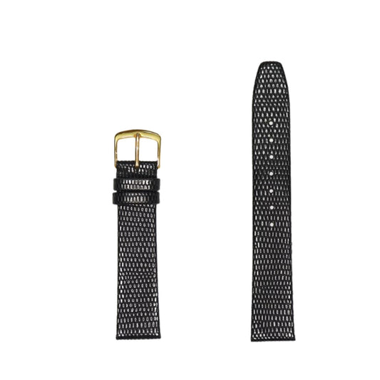 18Mm Lizard Grain Black Watch Strap