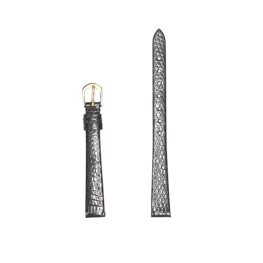 12Mm Black Crocodile Leather Watch Strap