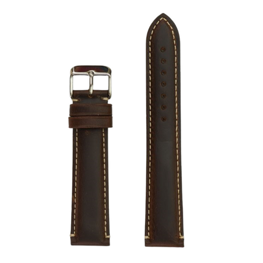 24Mm Brown Leather Watch Strap