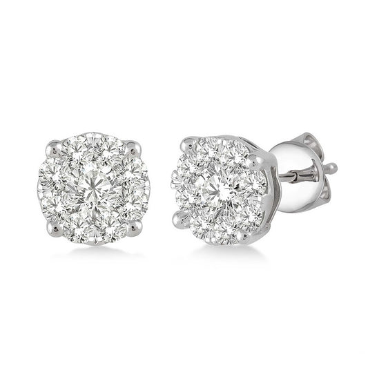 Rolland's Designs Cluster Diamond Earrings- 0.75Cts