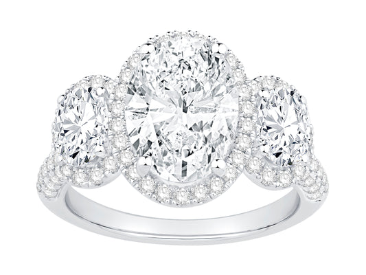 14K White Gold Lab Grown Diamond 3 Stone Ring