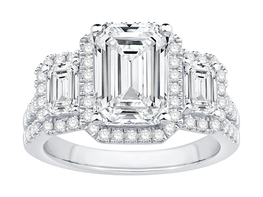 14K White Gold Lab Grown Diamond 3 Stone Ring
