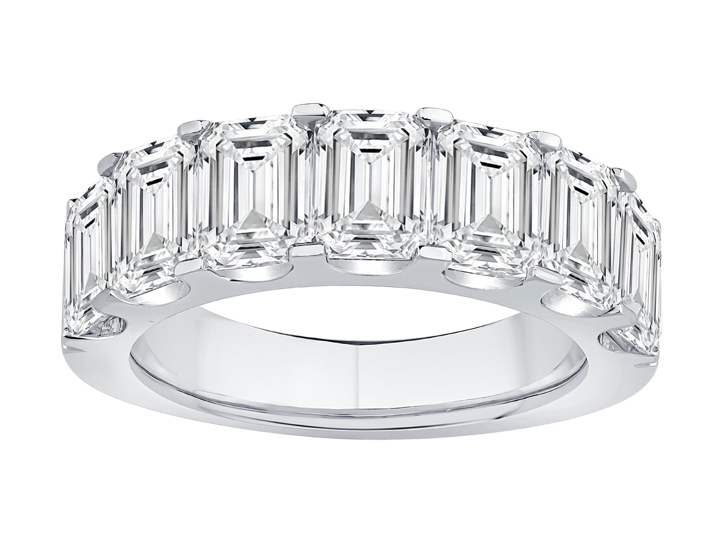 14K White Gold Lab Grown Diamond Emerald Band