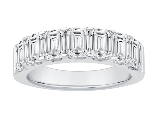 14K White Gold Lab Grown Emerald Cut Diamond Band