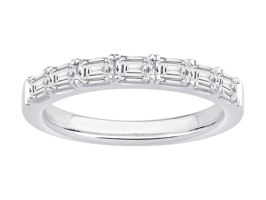 14K White Gold East-West Emerald Lab Grown Diamond Band