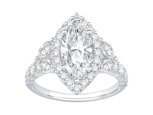 14K White Gold Lab Grown 2 Carat Marquise Diamond Ring