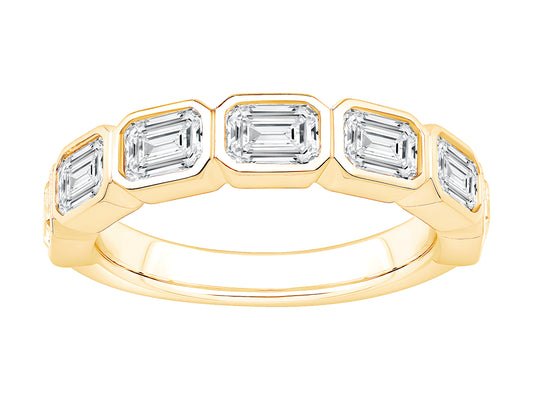 14K Yellow Gold Lab Grown Emerald Cut Diamond Band