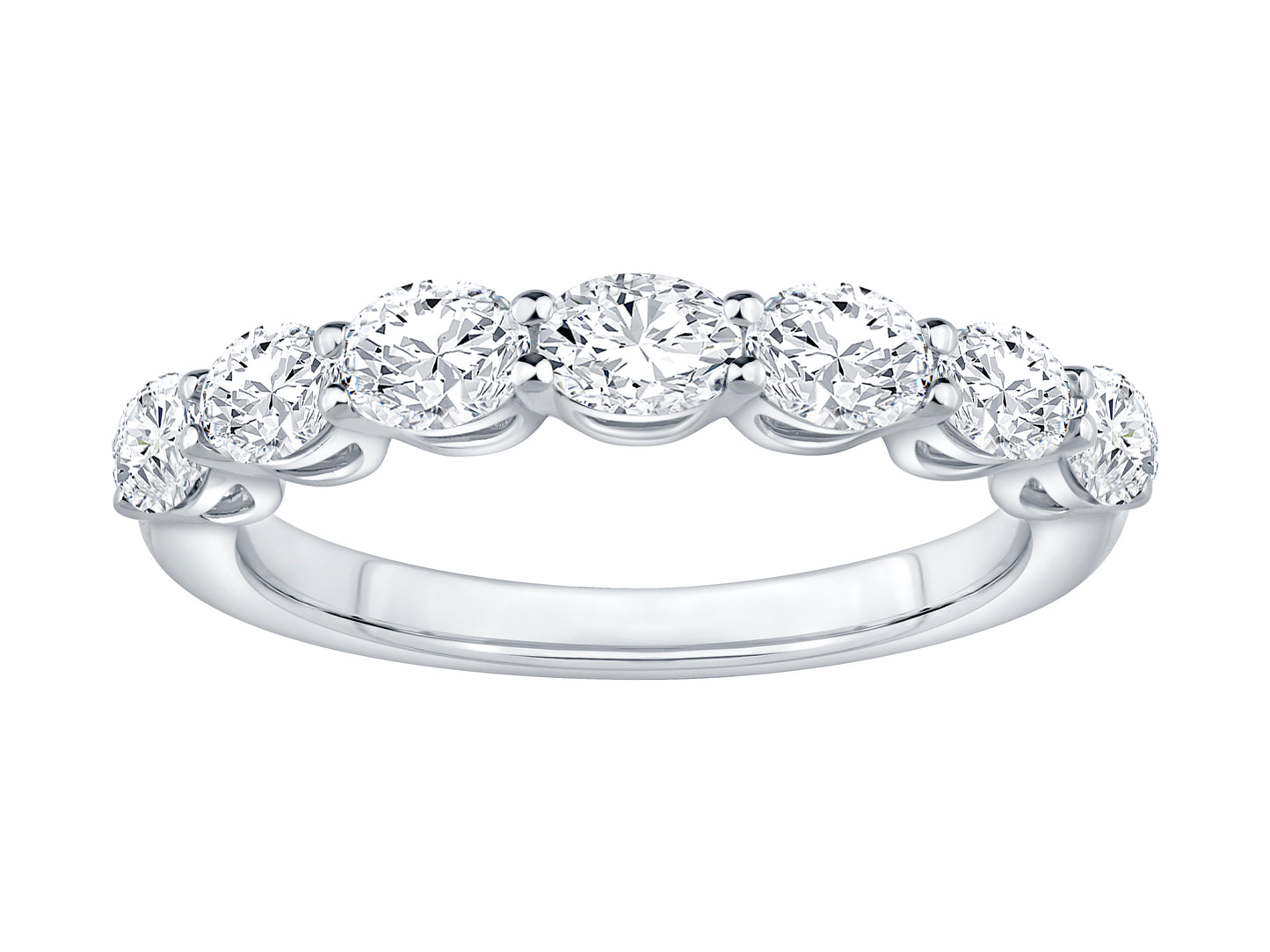 14K White Gold East-West Oval Lab Grown Diamond Band 1.00 Carat