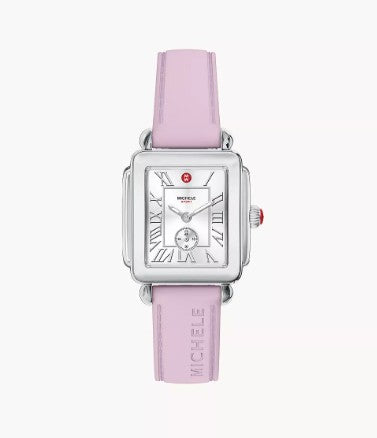 Michele Deco Sport Mid 31Mm Pink Silicone Watch