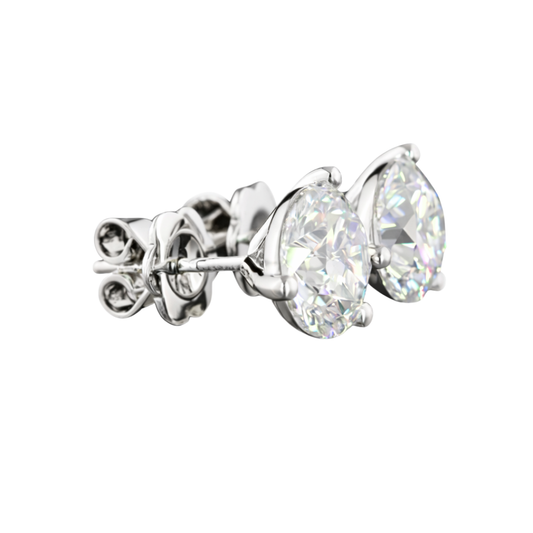 14K White Gold 3 Carat Lab Grown Diamond Stud Earrings