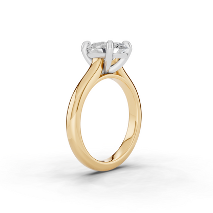 14K Two Tone Round Cathedral Solitaire Ring Mounting For 3 Carat Center