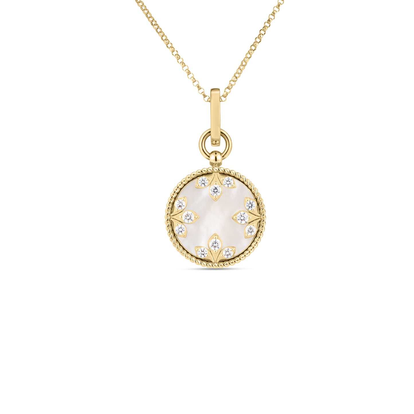 Roberto Coin 18K Venetian Medallion Medium Diamond & Mother of Pearl Pendant