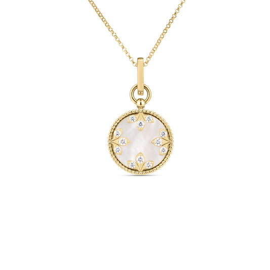 Roberto Coin 18K Venetian Medallion Medium Diamond & Mother of Pearl Pendant