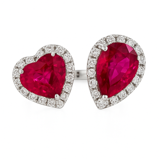18K White Gold Diamond And Ruby Ring
