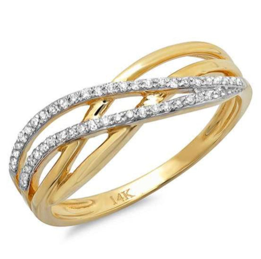 Shy 14K Yellow Gold Double Crossover Diamond Ring
