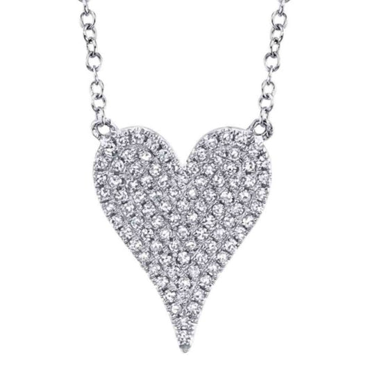 Shy 14K White Gold Diamond Pave Heart Necklace