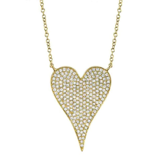 Shy 14K Yellow Gold Diamond Pave Heart Necklace