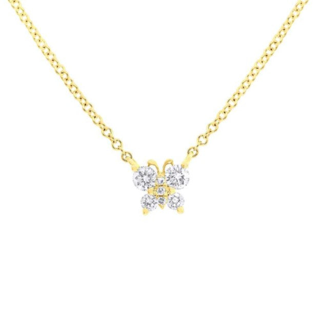 Shy 14K Yellow Gold Diamond Butterfly Necklace