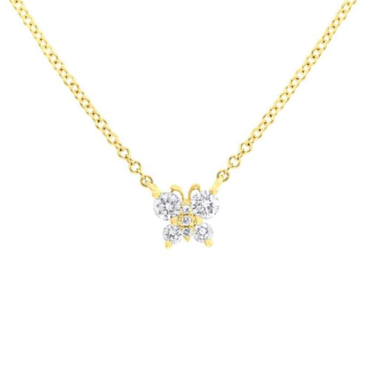 Shy 14K Yellow Gold Diamond Butterfly Necklace