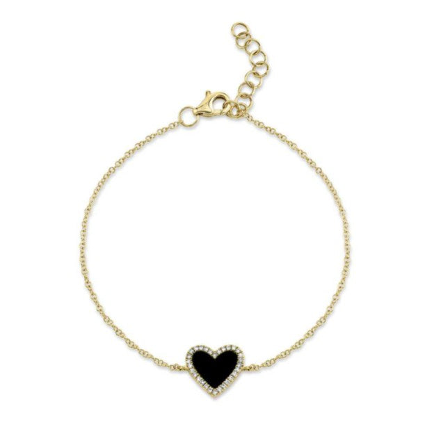 Shy 14K Yellow Gold Black Onyx Diamond Halo Bracelet