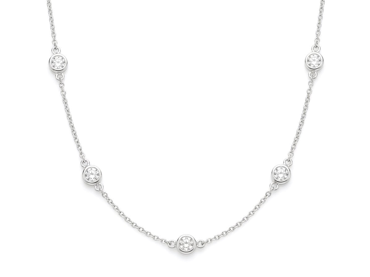 14K White Gold Diamond By The Yard Necklace