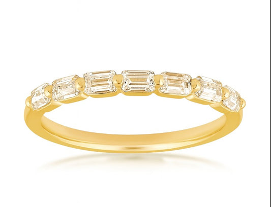 14K Yellow Gold Emerald Cut Diamond Band